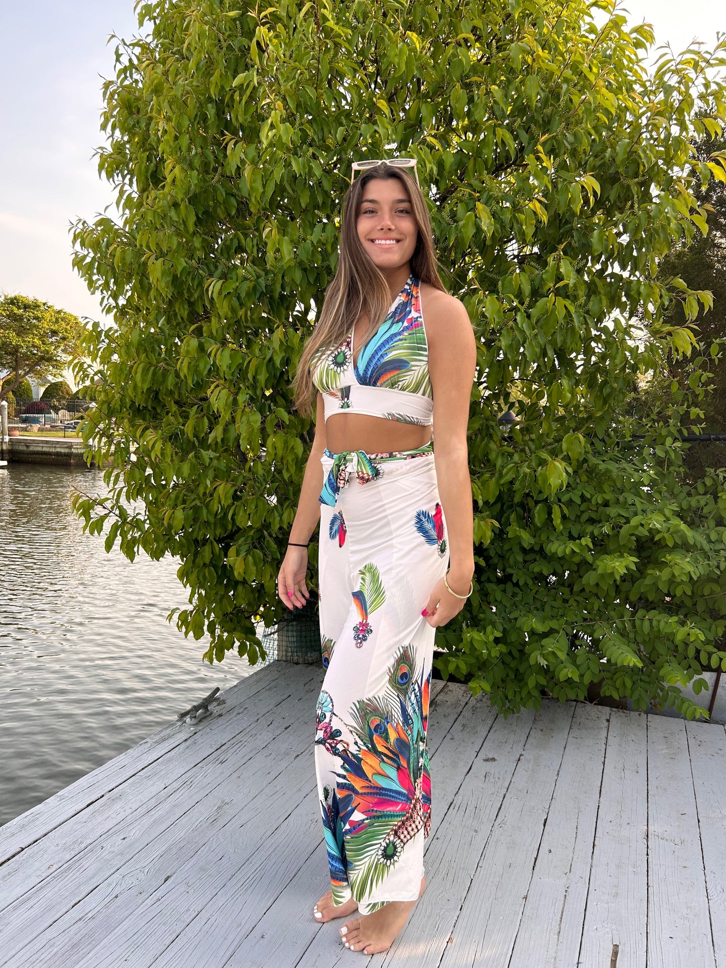 Peacock Paradise Marinho Halter Top