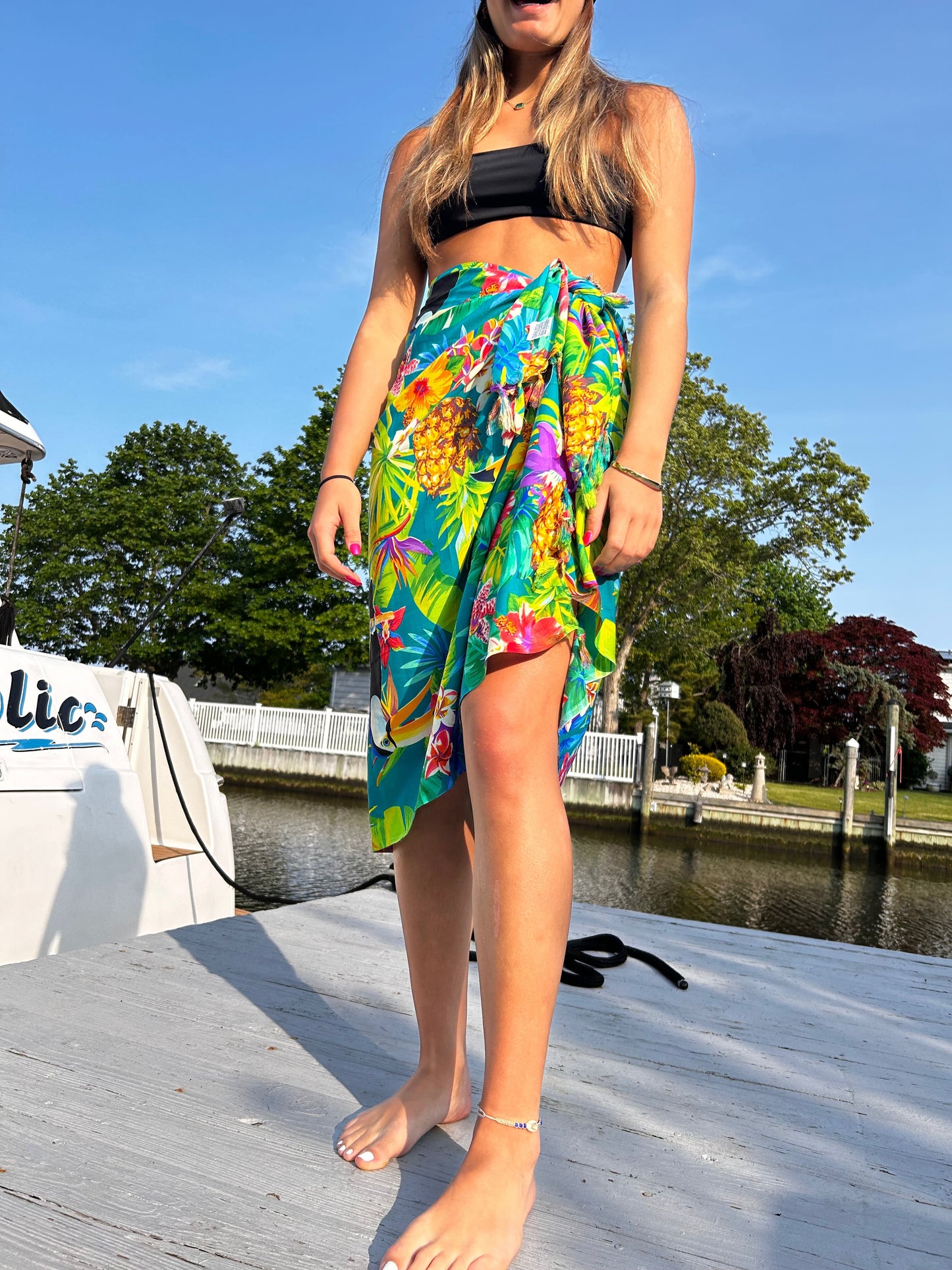 Tropicana Twirl Marinho Wrap Skirt
