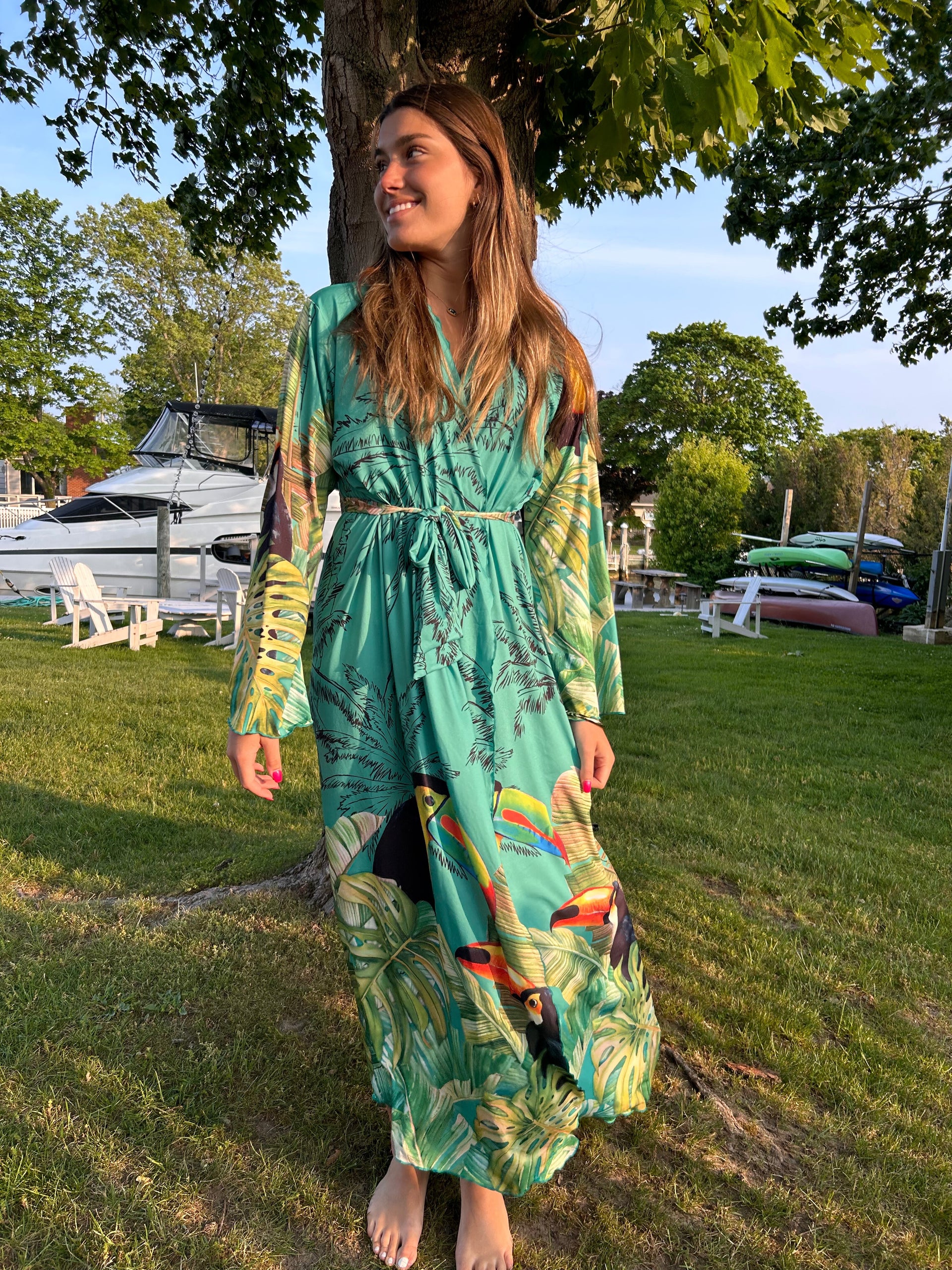 elegant tropical dresses Elegance Marinho Dress – Gaivota Brasil cat_new_in_dresses_bodysuits Calvin Klein Green Sleeveless skirt length 40 in Size:8.5 Wide